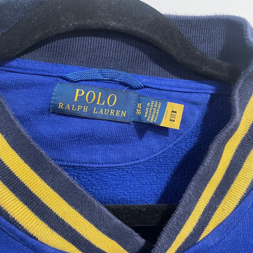 Polo Ralph Lauren Mens XL Blue Yellow Track 067 Team Varsity Sweatshirt Jacket